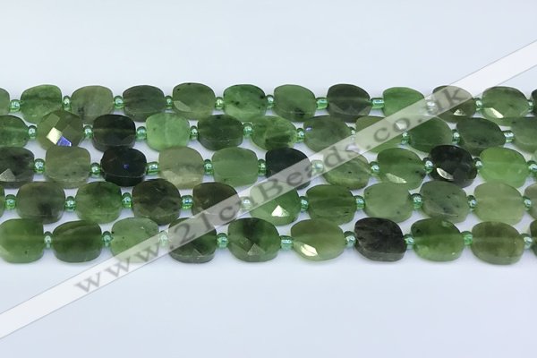 CDJ411 15.5 inches 10mm faceted square Canadian jade beads