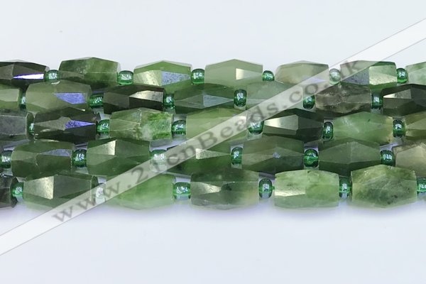 CDJ412 15.5 inches 8*14 - 9*14mm faceted freeform Canadian jade beads