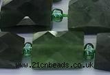 CDJ418 15 inches 10*13mm faceted rectangle Canadian jade beads