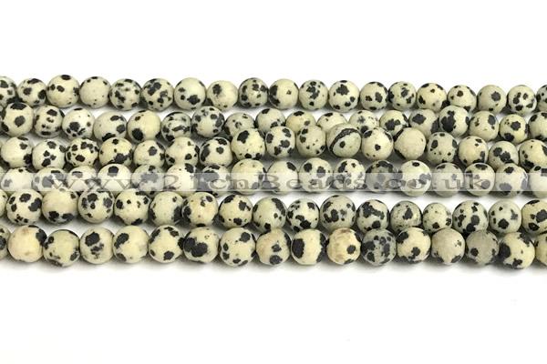 CDM106 15 inches 6mm round matte dalmatian jasper beads