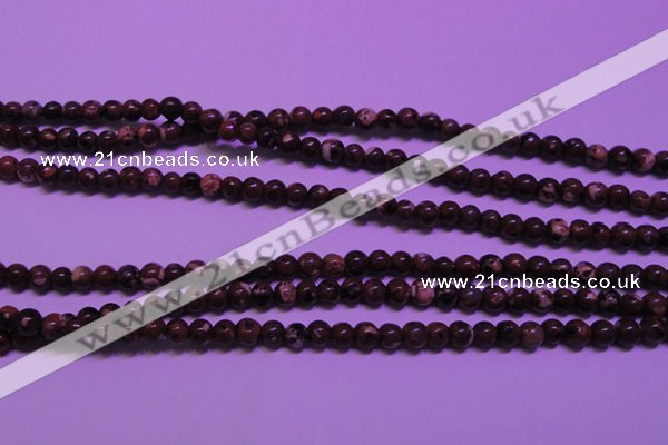 CDM50 15 inches 4mm round strawberry dalmatian jasper beads