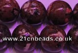 CDM54 15 inches 12mm round strawberry dalmatian jasper beads