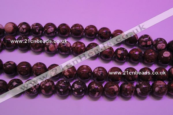 CDM54 15 inches 12mm round strawberry dalmatian jasper beads