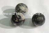 CDN1143 30mm round silver leaf jasper decorations wholesale