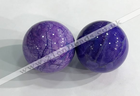 CDN1218 40mm round dyed white howlite decorations wholesale