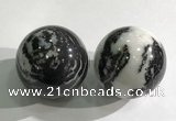 CDN1276 40mm round black & white jasper decorations wholesale