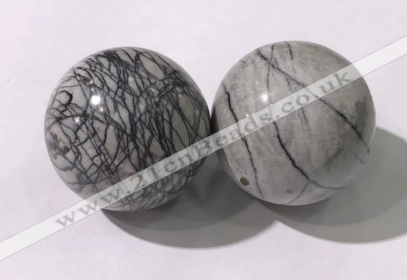 CDN1295 40mm round net jasper decorations wholesale