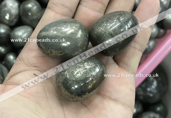 CDN29 24*30mm egg-shaped pyrite gemstone decorations wholesale