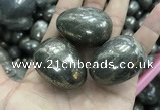 CDN30 28*38mm egg-shaped pyrite gemstone decorations wholesale