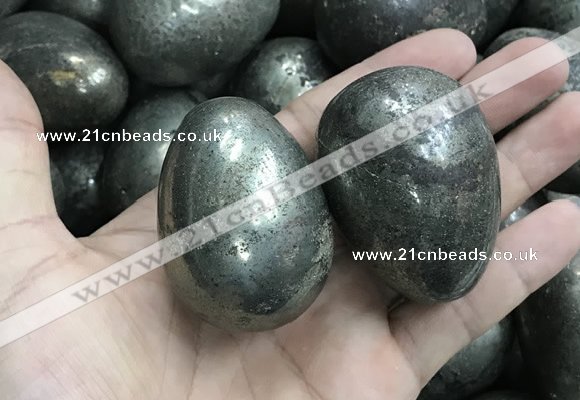 CDN31 38*50mm egg-shaped pyrite gemstone decorations wholesale