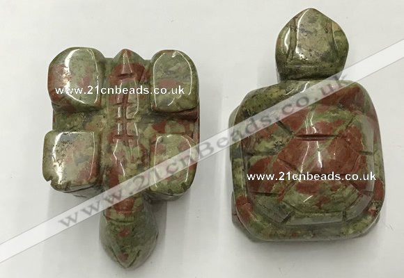 CDN459 38*55*28mm turtle unakite decorations wholesale