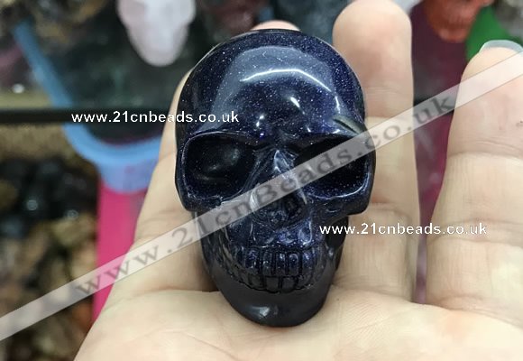 CDN553 35*50*40mm skull blue goldstone decorations wholesale