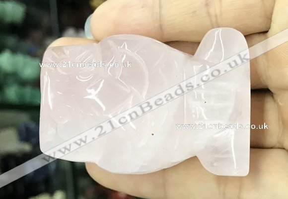 CDN571 35*50mm owl rose quartz decorations wholesale