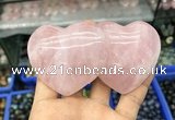 CDN591 50*90mm double heart rose quartz decorations wholesale