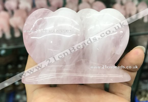 CDN594 50*75mm double heart rose quartz decorations wholesale