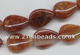 CDQ25 15.5 inches 13*18mm flat teardrop natural red quartz beads