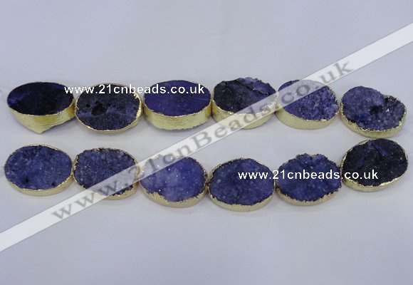 CDQ502 20*30mm - 22*30mm oval druzy quartz beads wholesale