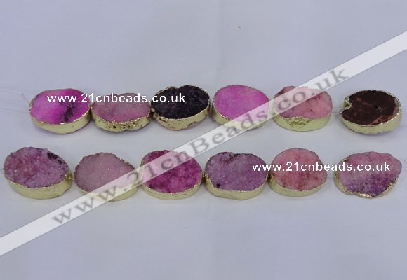 CDQ503 20*30mm - 22*30mm oval druzy quartz beads wholesale