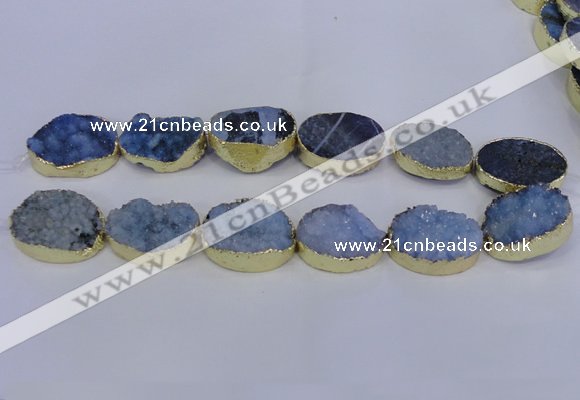 CDQ507 20*30mm - 22*30mm oval druzy quartz beads wholesale