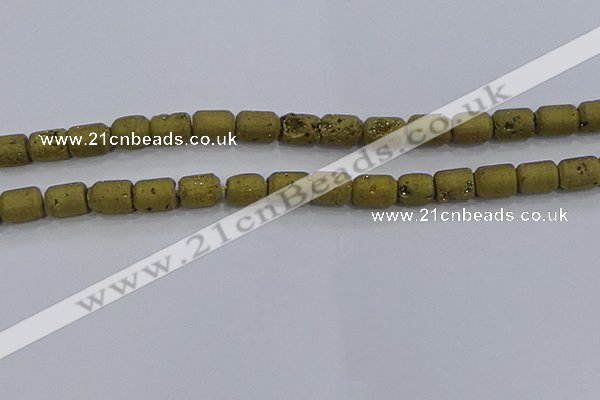 CDQ601 8 inches 6*8mm drum druzy quartz beads wholesale