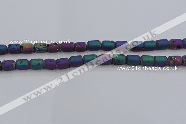 CDQ614 8 inches 6*8mm drum druzy quartz beads wholesale