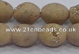 CDQ622 8 inches 10*12mm rice druzy quartz beads wholesale