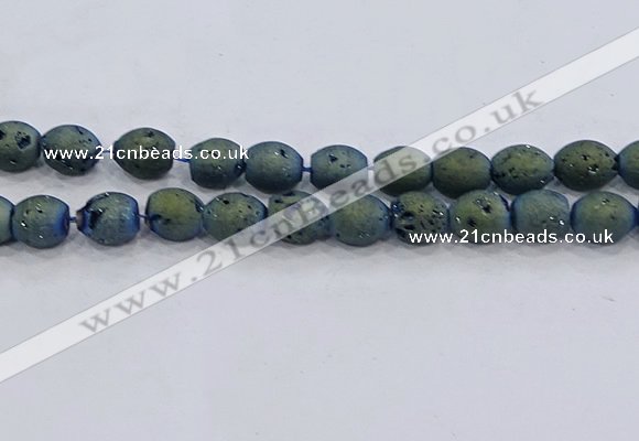 CDQ626 8 inches 10*12mm rice druzy quartz beads wholesale