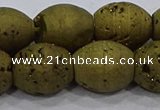 CDQ636 8 inches 12*14mm rice druzy quartz beads wholesale