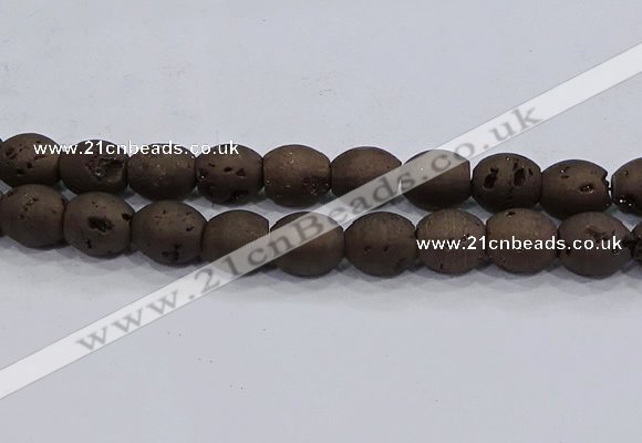 CDQ638 8 inches 12*14mm rice druzy quartz beads wholesale