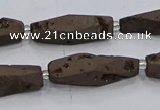 CDQ650 8 inches 8*20mm - 10*30mm freeform druzy quartz beads