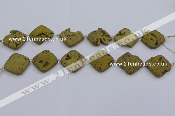 CDQ661 8 inches 25*25mm diamond druzy quartz beads wholesale