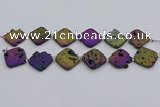 CDQ665 8 inches 25*25mm diamond druzy quartz beads wholesale