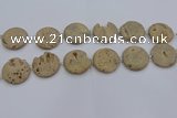 CDQ677 8 inches 30mm flat round druzy quartz beads wholesale