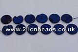 CDQ681 8 inches 30mm flat round druzy quartz beads wholesale