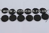 CDQ682 8 inches 30mm flat round druzy quartz beads wholesale