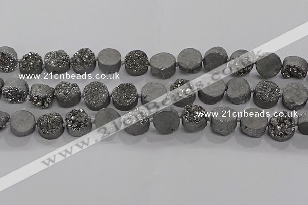 CDQ702 8 inches 12mm coin druzy quartz beads wholesale