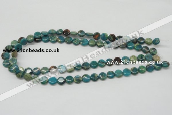 CDS10 16 inches 10mm flat round dyed serpentine jasper beads wholesale