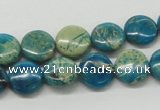 CDS11 16 inches 12mm flat round dyed serpentine jasper beads wholesale