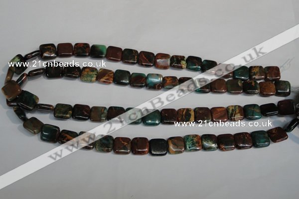 CDS262 15.5 inches 12*12mm square dyed serpentine jasper beads