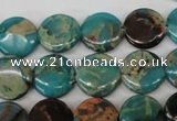 CDS32 15.5 inches 14mm flat round dyed serpentine jasper beads