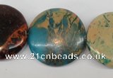 CDS33 15.5 inches 30mm flat round dyed serpentine jasper beads