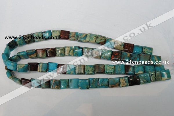 CDS38 12*12mm square double drilled dyed serpentine jasper beads