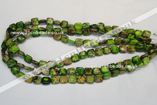 CDT120 15.5 inches 10*10mm square dyed aqua terra jasper beads