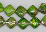 CDT122 15.5 inches 12*12mm diamond dyed aqua terra jasper beads