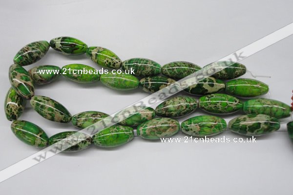 CDT148 15.5 inches 15*30mm rice dyed aqua terra jasper beads