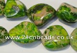 CDT154 15.5 inches 15*20mm nugget dyed aqua terra jasper beads