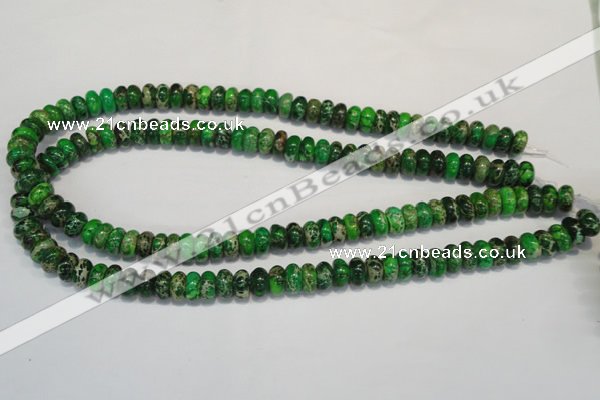 CDT161 15.5 inches 6*10mm rondelle dyed aqua terra jasper beads