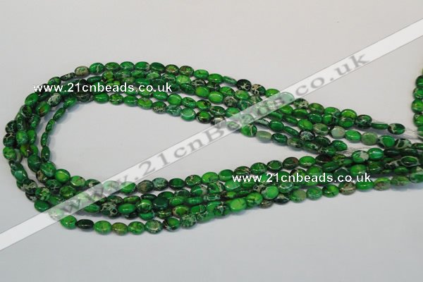 CDT178 15.5 inches 6*8mm oval dyed aqua terra jasper beads