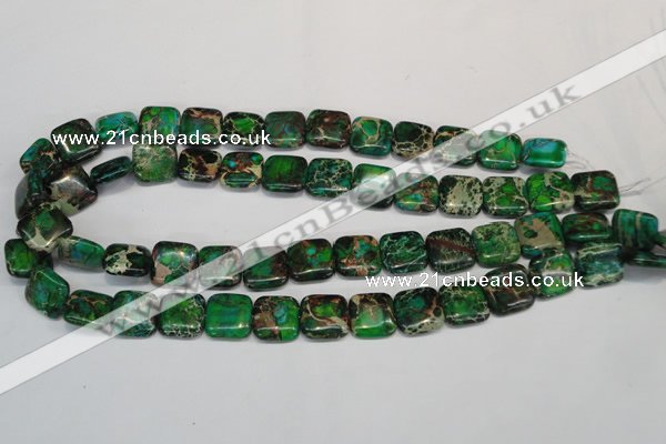 CDT193 15.5 inches 14*14mm square dyed aqua terra jasper beads