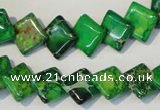 CDT204 15.5 inches 10*10mm diamond dyed aqua terra jasper beads